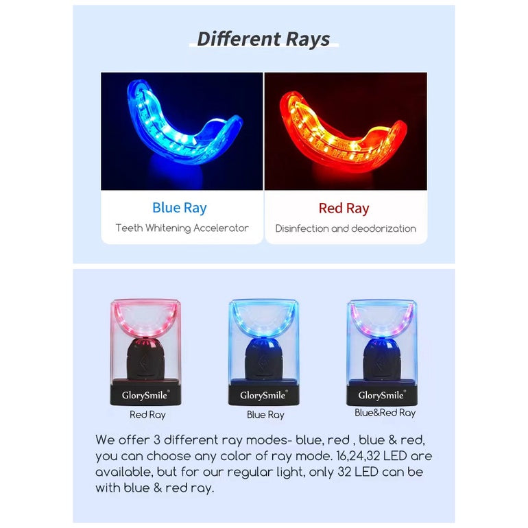 GROLY SMILE 32 LED Dual-Light Rechargeable Teeth Whitening Kit Wireless With 3 Whitening Gel/ Led Pemutih Gigi Set