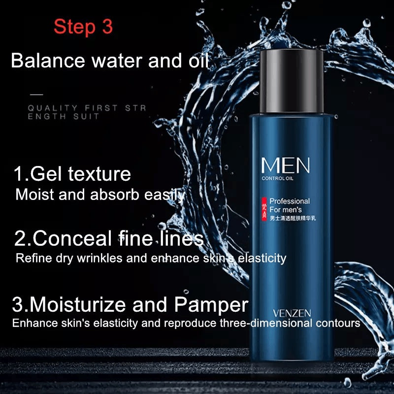 BIOAQUA VENZEN Men Cleanser On The Other Hand Cream Containment Hydrating Facial Treatment Combination 5 PCS/Set