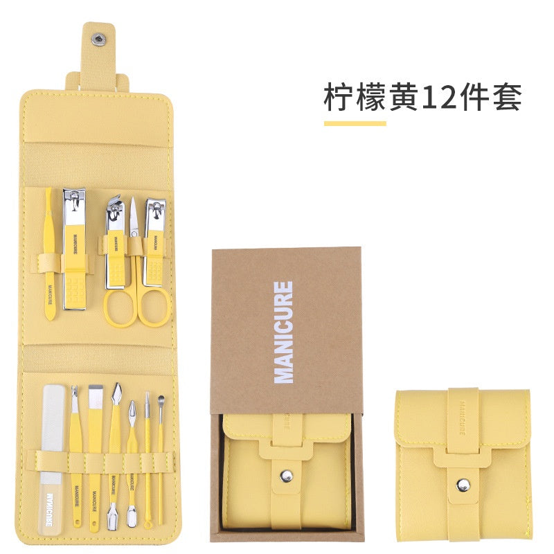 12 Pcs Nail Clippers Knife Set Stainless Steel Nail Cutter Professional Scissors with Folding storage Bag Utility