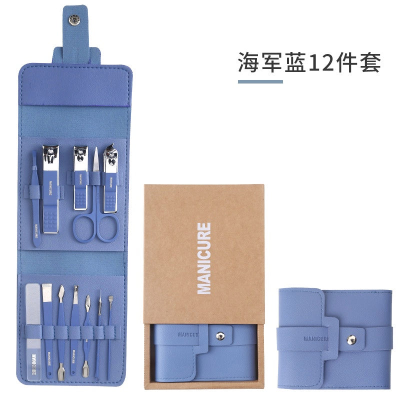 12 Pcs Nail Clippers Knife Set Stainless Steel Nail Cutter Professional Scissors with Folding storage Bag Utility