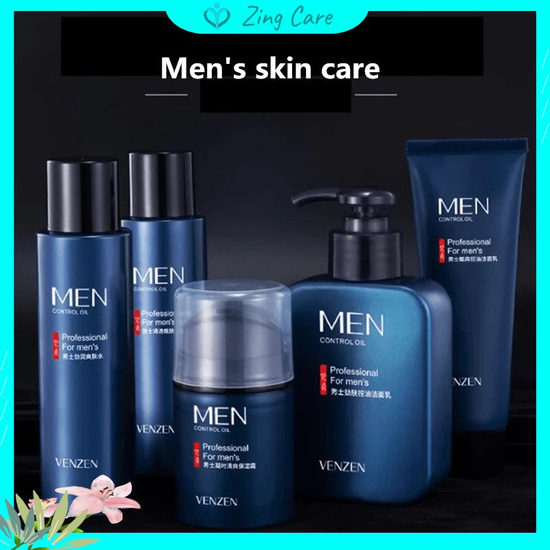 BIOAQUA VENZEN Men Cleanser On The Other Hand Cream Containment Hydrating Facial Treatment Combination 5 PCS/Set