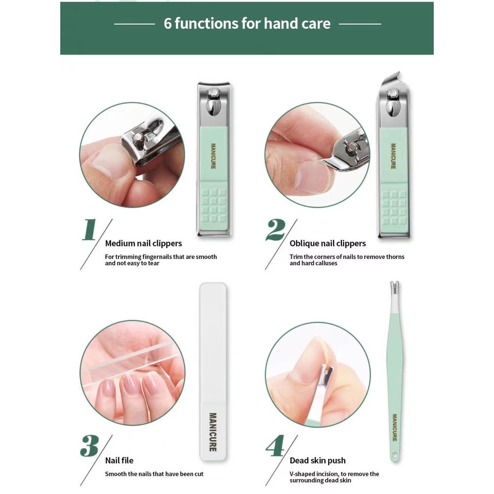 12 Pcs Nail Clippers Knife Set Stainless Steel Nail Cutter Professional Scissors with Folding storage Bag Utility