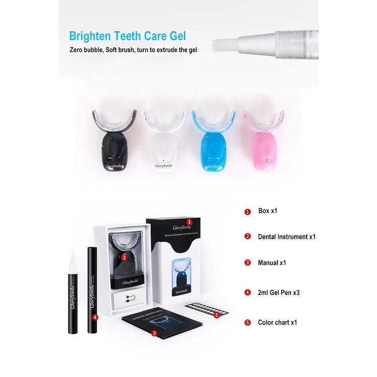 GROLY SMILE 32 LED Dual-Light Rechargeable Teeth Whitening Kit Wireless With 3 Whitening Gel/ Led Pemutih Gigi Set