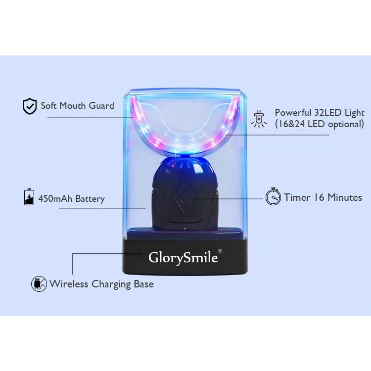 GROLY SMILE 32 LED Dual-Light Rechargeable Teeth Whitening Kit Wireless With 3 Whitening Gel/ Led Pemutih Gigi Set