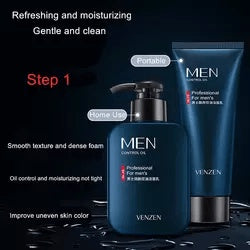 BIOAQUA VENZEN Men Cleanser On The Other Hand Cream Containment Hydrating Facial Treatment Combination 5 PCS/Set