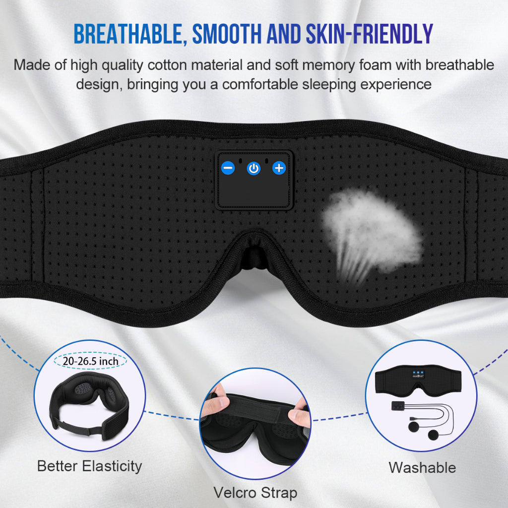 Bluetooth 5.2 Sleep Headphones Breathable Washable Disassemble 3D Sleeping Mask for Home Office Relaxation