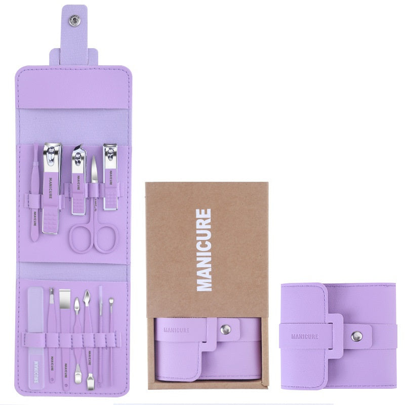 12 Pcs Nail Clippers Knife Set Stainless Steel Nail Cutter Professional Scissors with Folding storage Bag Utility