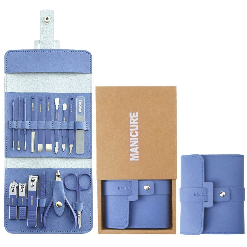 12 Pcs Nail Clippers Knife Set Stainless Steel Nail Cutter Professional Scissors with Folding storage Bag Utility