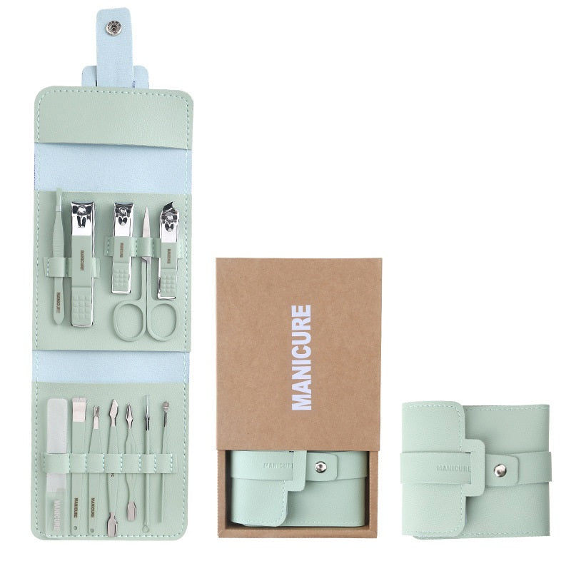 12 Pcs Nail Clippers Knife Set Stainless Steel Nail Cutter Professional Scissors with Folding storage Bag Utility