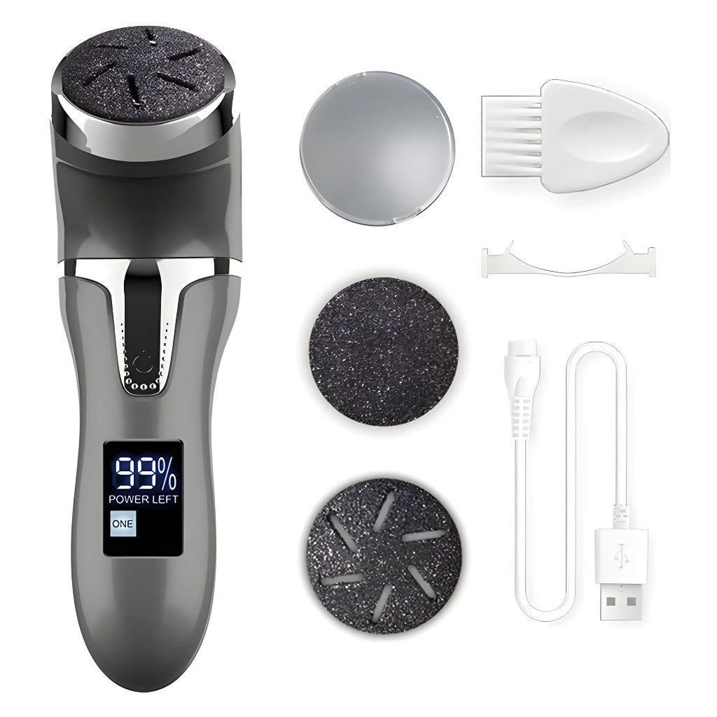 Electric Foot Rasp Callus Remover | Rechargeable Pedicure Tool with Vacuum System | Waterproof IPX7 Foot File with LED D
