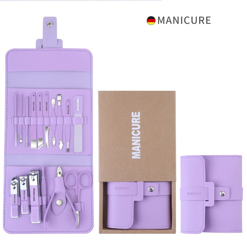 12 Pcs Nail Clippers Knife Set Stainless Steel Nail Cutter Professional Scissors with Folding storage Bag Utility