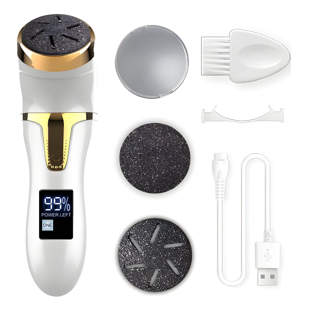 Electric Foot Rasp Callus Remover | Rechargeable Pedicure Tool with Vacuum System | Waterproof IPX7 Foot File with LED D