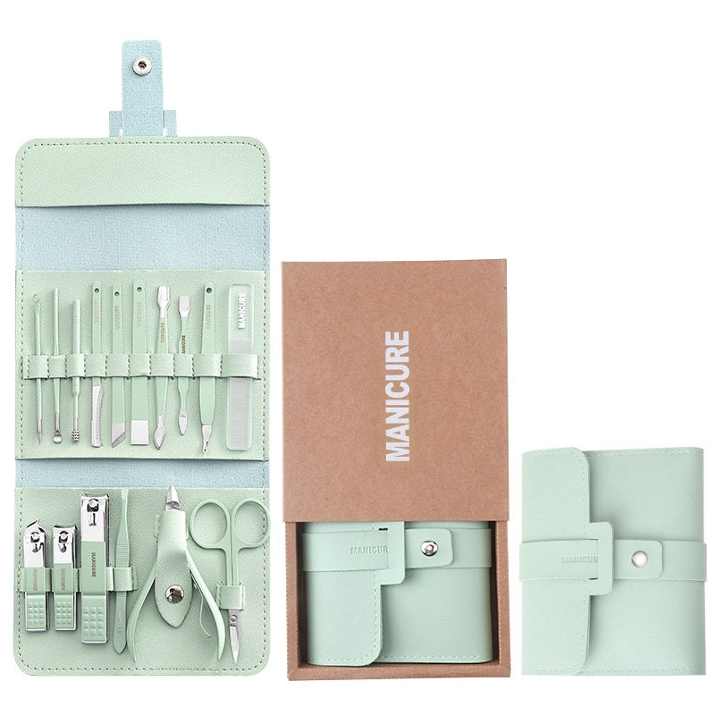 12 Pcs Nail Clippers Knife Set Stainless Steel Nail Cutter Professional Scissors with Folding storage Bag Utility