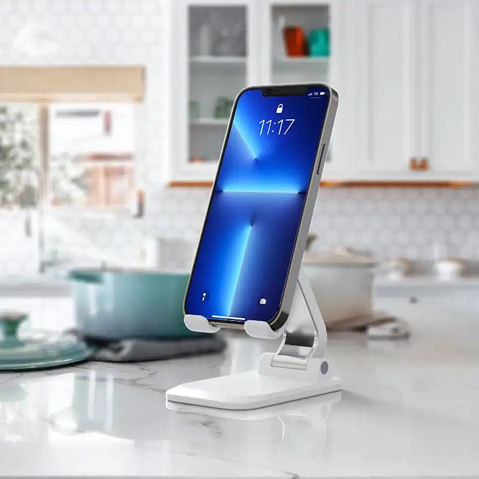 Desk Phone Holder Adjustable Angle Folding Widened Telescopic Rod Strong Bearing Multifunctional Compact Desktop Phone