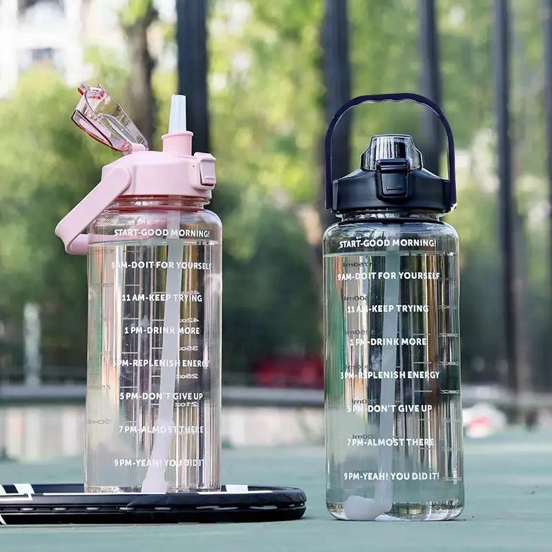 2 Liters Straw Plastic Water Bottle Large Portable Travel Bottle Sports Fitness Cup High Value Big Fat Cup Adult Univers