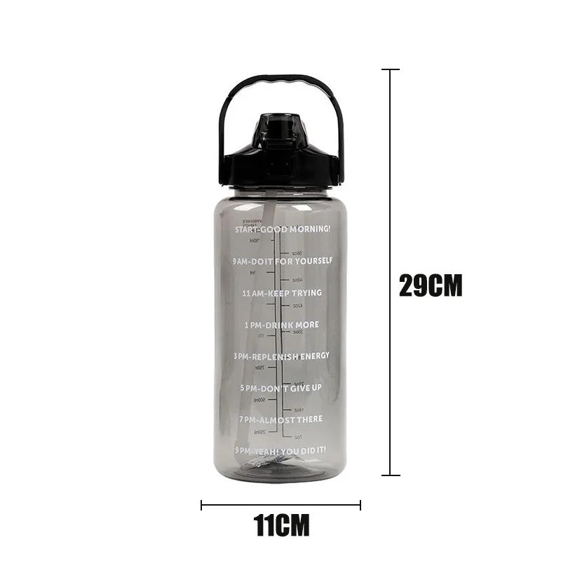 2 Liters Straw Plastic Water Bottle Large Portable Travel Bottle Sports Fitness Cup High Value Big Fat Cup Adult Univers