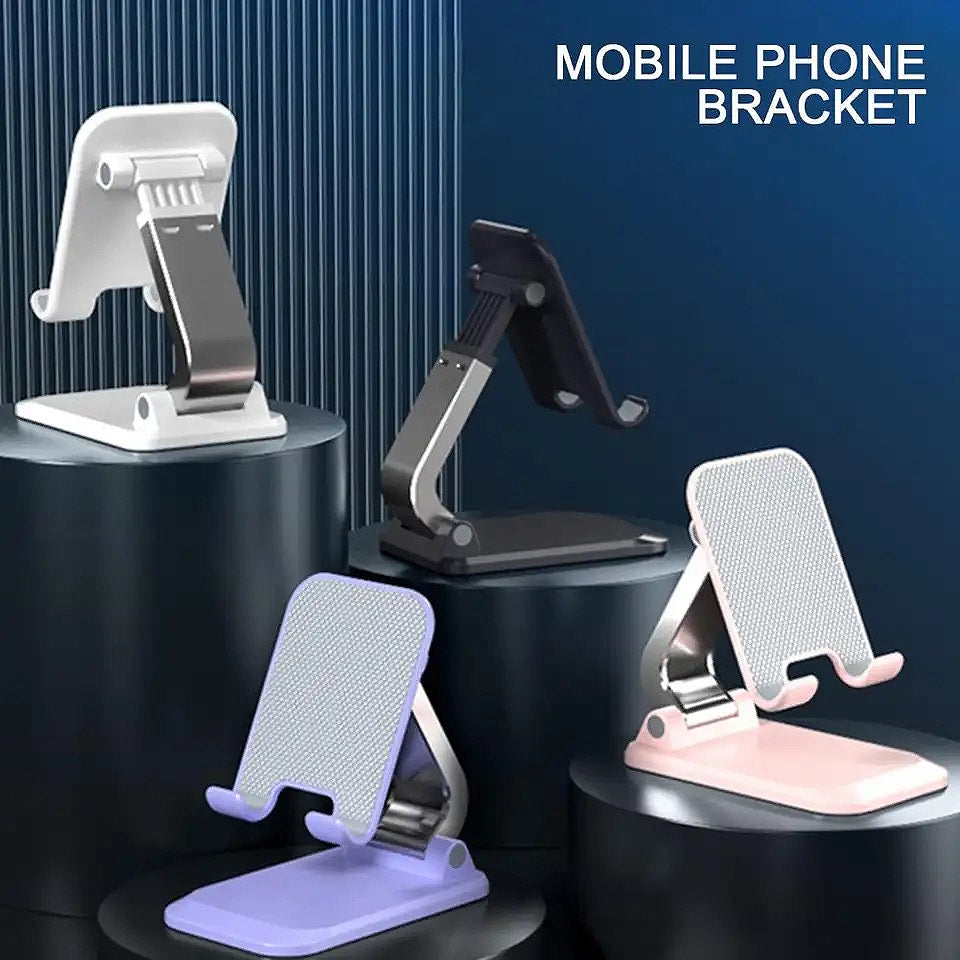 Desk Phone Holder Adjustable Angle Folding Widened Telescopic Rod Strong Bearing Multifunctional Compact Desktop Phone