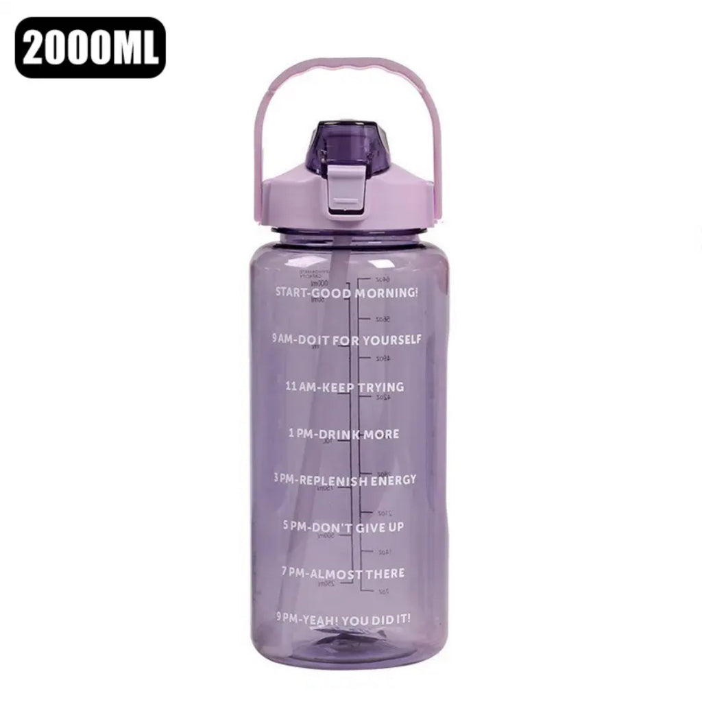 2 Liters Straw Plastic Water Bottle Large Portable Travel Bottle Sports Fitness Cup High Value Big Fat Cup Adult Univers