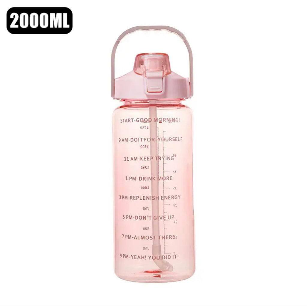 2 Liters Straw Plastic Water Bottle Large Portable Travel Bottle Sports Fitness Cup High Value Big Fat Cup Adult Univers