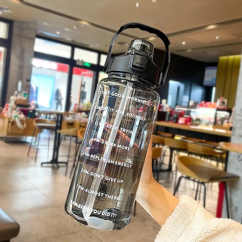 2 Liters Straw Plastic Water Bottle Large Portable Travel Bottle Sports Fitness Cup High Value Big Fat Cup Adult Univers