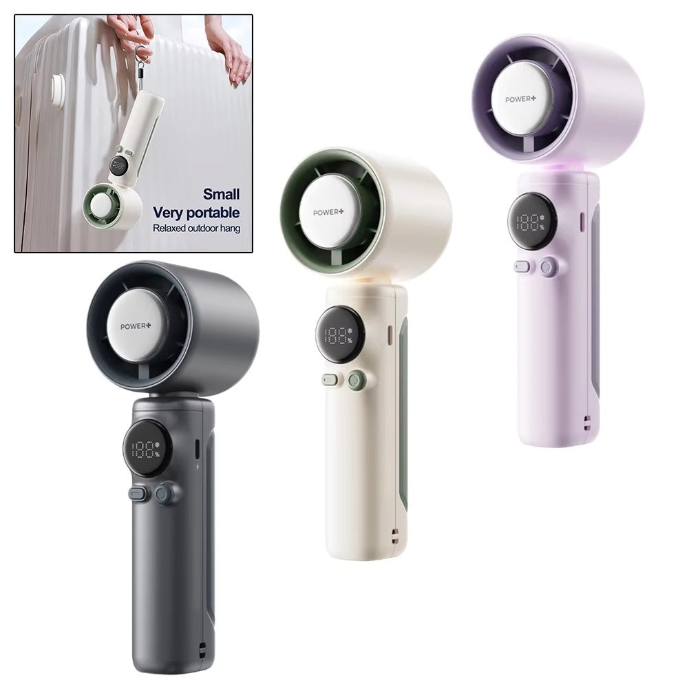 100-Speed Handheld Ice Fan with 4000mAh Battery & LED Indicator - Fast Cooling with Stepless Wind Adjustment
