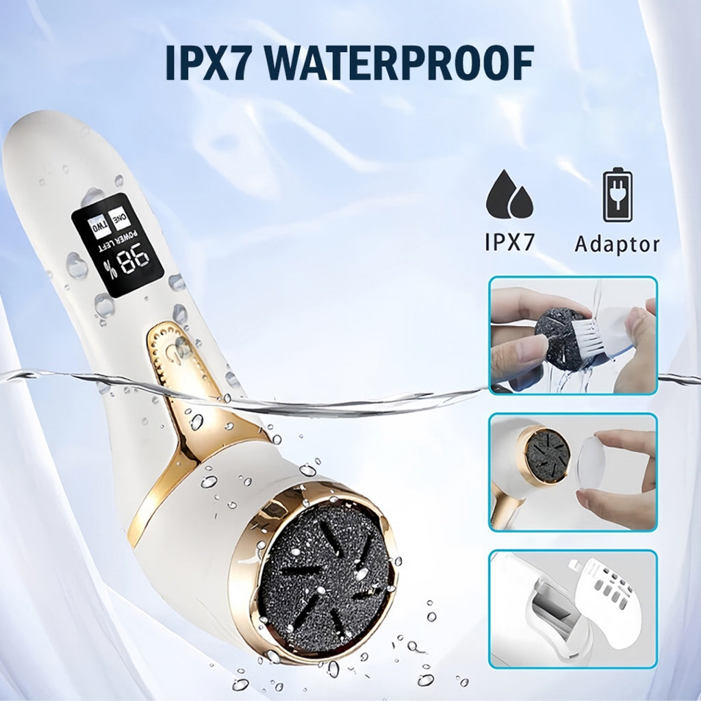 Electric Foot Rasp Callus Remover | Rechargeable Pedicure Tool with Vacuum System | Waterproof IPX7 Foot File with LED D