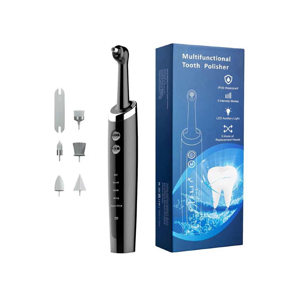 Electric Tooth Polisher 5-in-1 | 5 Modes, LED Light, Type-C, IPX6 Waterproof, Works with Any Toothpaste