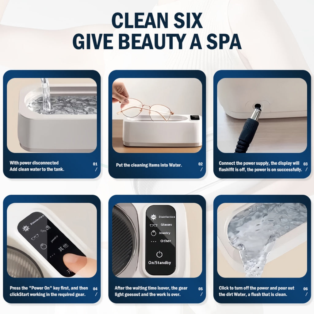 Multifunction Ultrasonic UV Sterilizer Cleaner Box | Portable Jewelry Glasses Watch Cleaning Machine | 360° Deep Clean