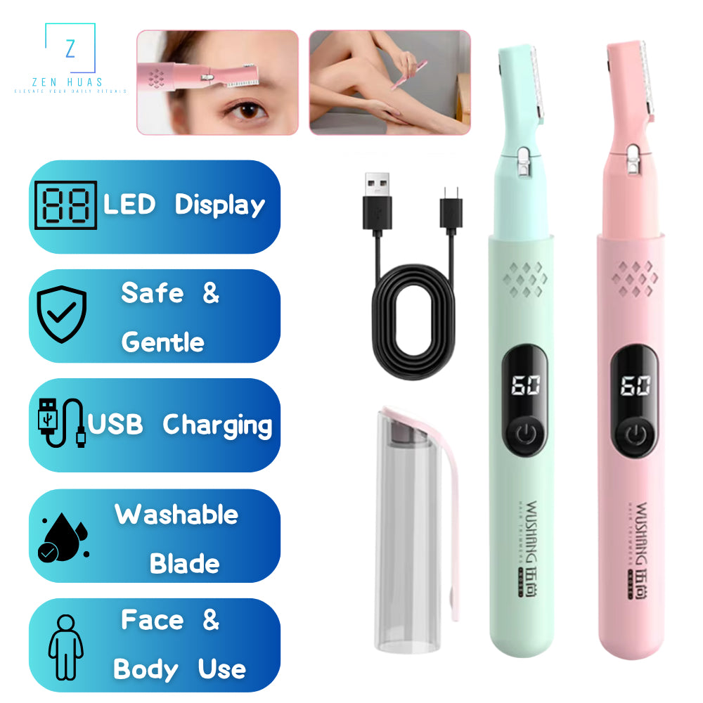 Multifunction Eyebrow Trimmer For Face & Body| LED Display · Portable · Washable · Skin-Friendly