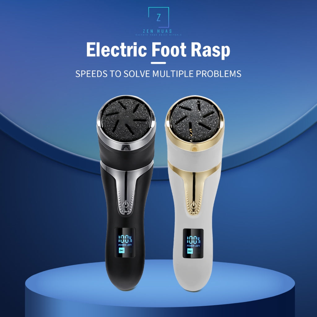 Electric Foot Rasp Callus Remover | Rechargeable Pedicure Tool with Vacuum System | Waterproof IPX7 Foot File with LED D