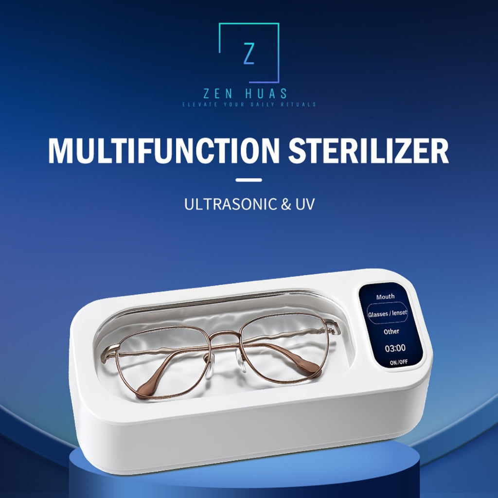 Multifunction Ultrasonic UV Sterilizer Cleaner Box | Portable Jewelry Glasses Watch Cleaning Machine | 360° Deep Clean