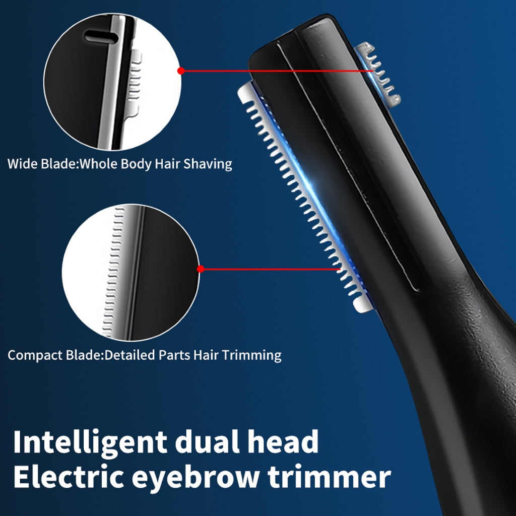 Electric Eyebrow Trimmer for Women & Men | Dual-Head Precision Shaver with R-Type Safety Blade | Gentle & Painless Hair