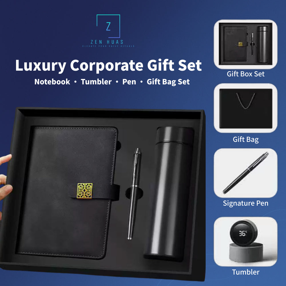 Premium Corporate Gift Set Notebook Tumbler Pen 3-in-1 Office Gift Set for Company Event Door Gift Business Souvenir