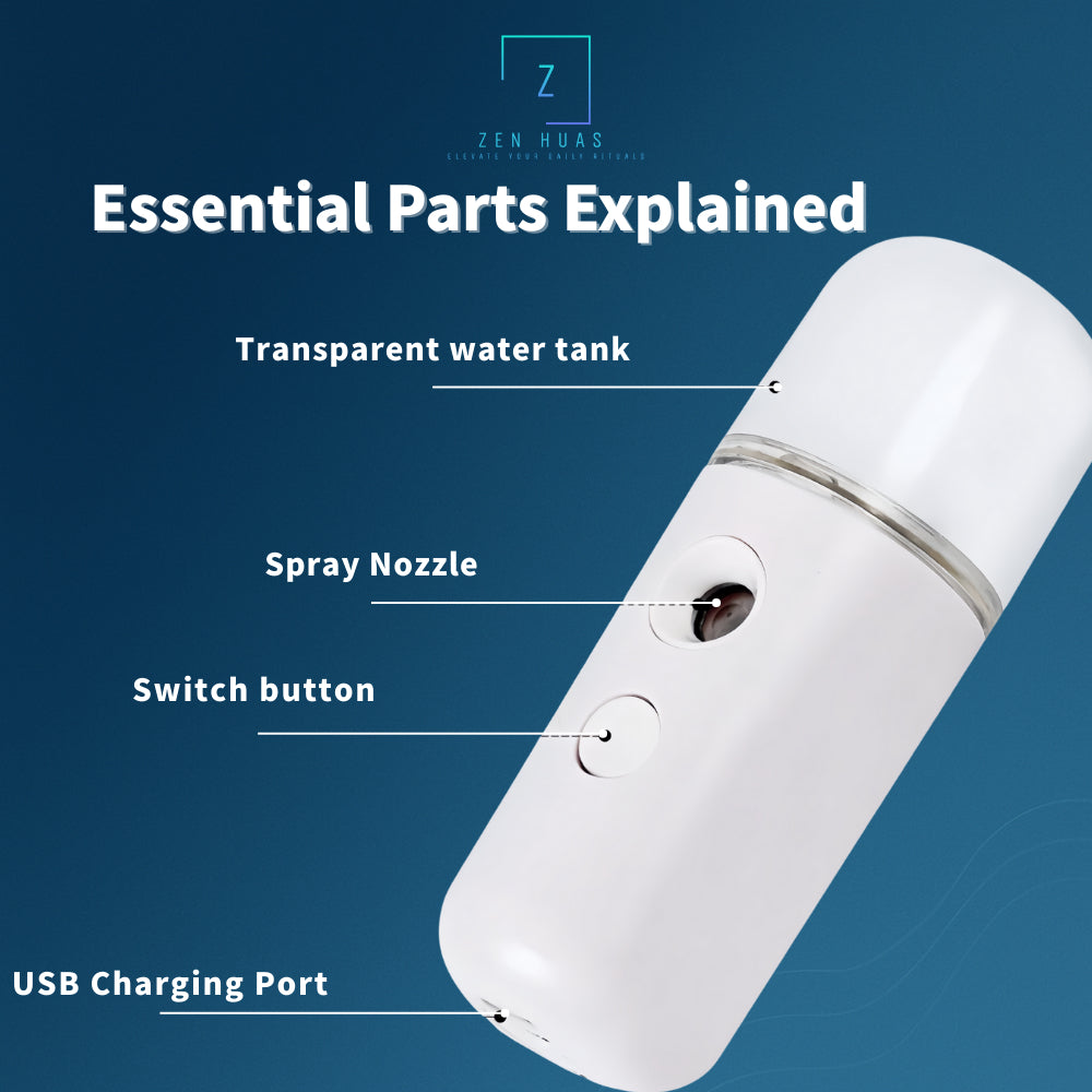 Portable Nano Mist Sprayer | 30ml Facial Steamer | Mini Humidifier for Skin Hydration | USB Rechargeable