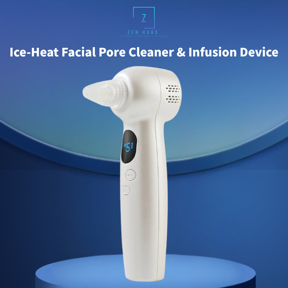 Ice-Heat 3-in-1 Facial Pore Cleaner & Skincare Device | Blackhead Remover Vacuum with Hot & Cold Compress, Vibration Mas
