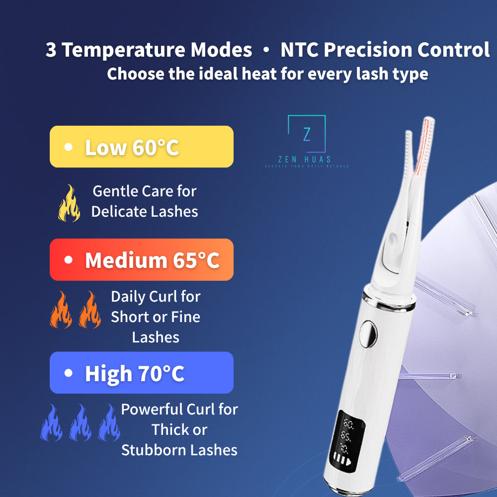 Electric Heated Eyelash Curler – 3 Temperature Modes, NTC Smart Control, Type-C Charging, Long-Lasting Natural Curl