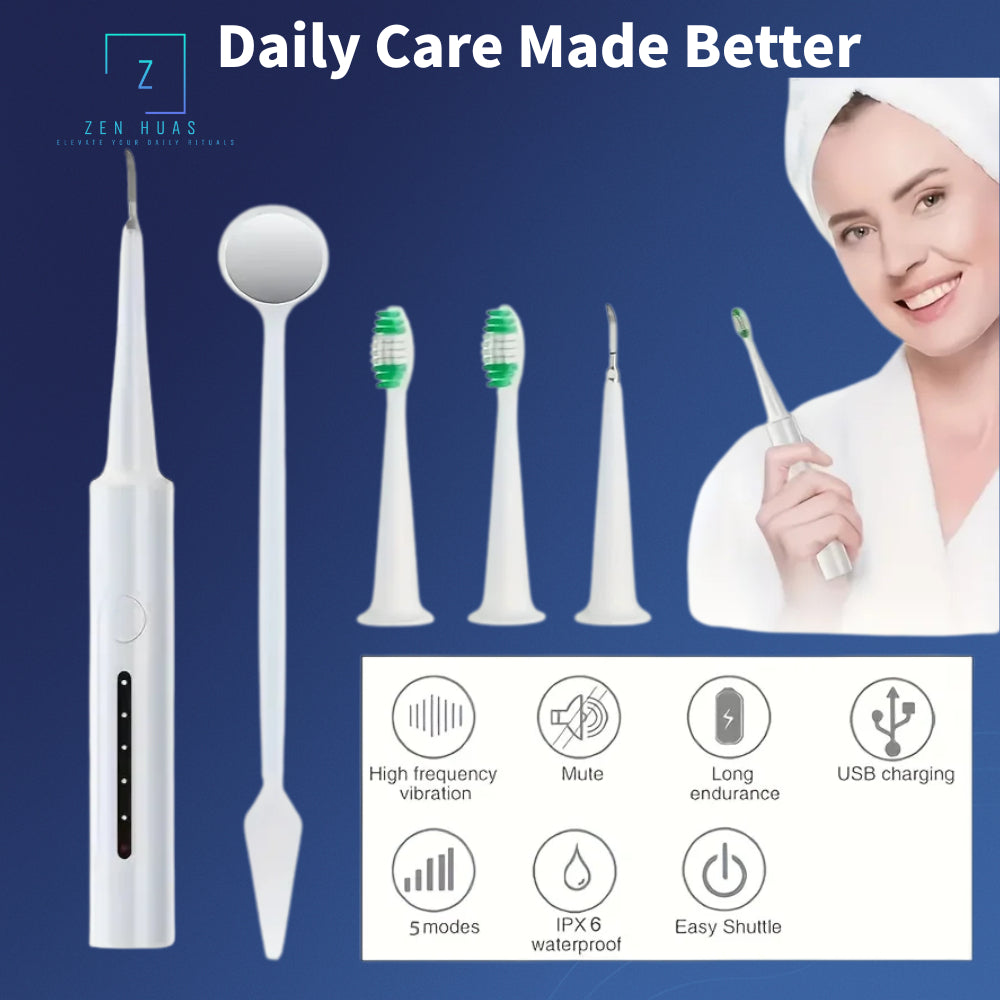 Electric Teeth Cleaner Dental Plaque Remover | 5 Modes Ultrasonic Oral Care Device | Alat Pembersih Karang Gigi Elektrik