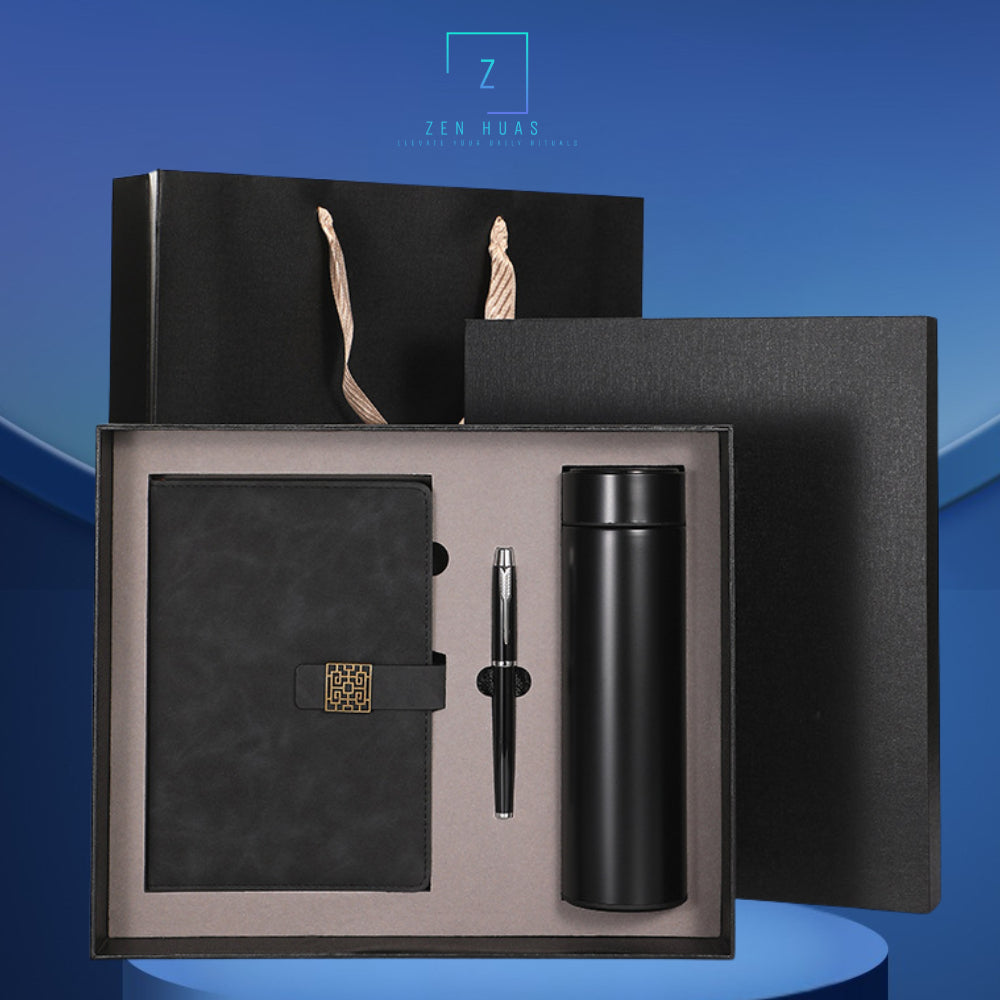 Premium Corporate Gift Set Notebook Tumbler Pen 3-in-1 Office Gift Set for Company Event Door Gift Business Souvenir