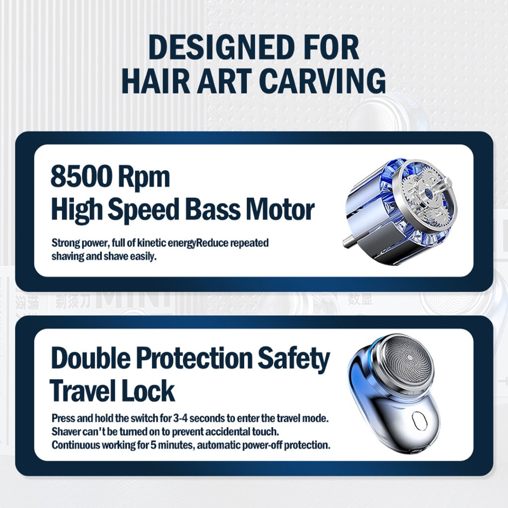 Mini Electric Shaver for Men | Portable Rechargeable Razor with Smart Digital Display | IP67 Waterproof