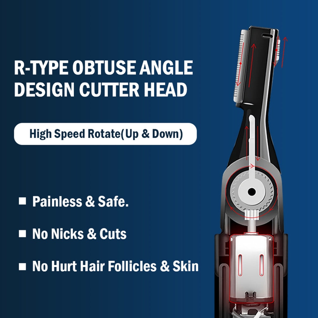 Electric Eyebrow Trimmer for Women & Men | Dual-Head Precision Shaver with R-Type Safety Blade | Gentle & Painless Hair