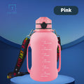 2L Silicone Collapsible Water Bottle with Straw | Leak-Proof Sports Bottle | Time Marker Hydration Jug | Portable Large