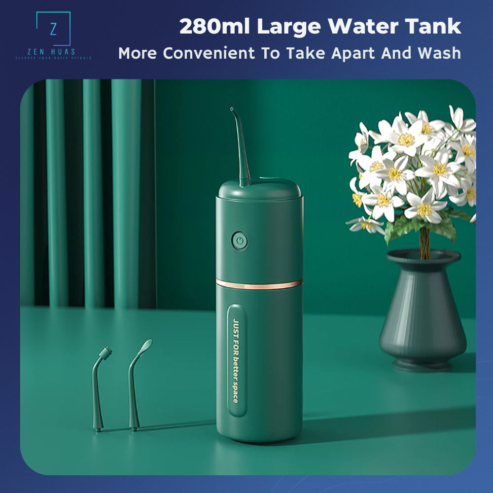 Portable Water Flosser / Cordless Oral Irrigator – 3 Modes, 45 Days Battery, IPX7 Waterproof | Pembersih Gigi Tanpa