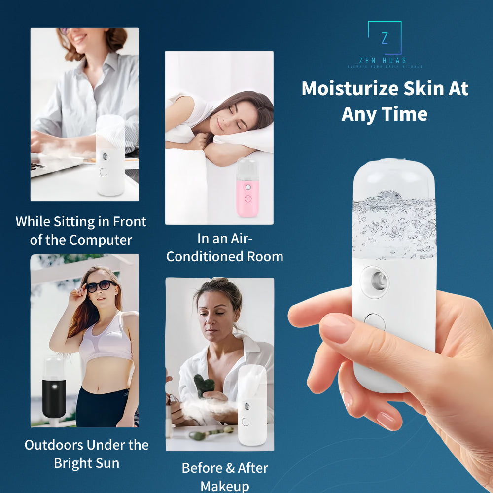 Portable Nano Mist Sprayer | 30ml Facial Steamer | Mini Humidifier for Skin Hydration | USB Rechargeable