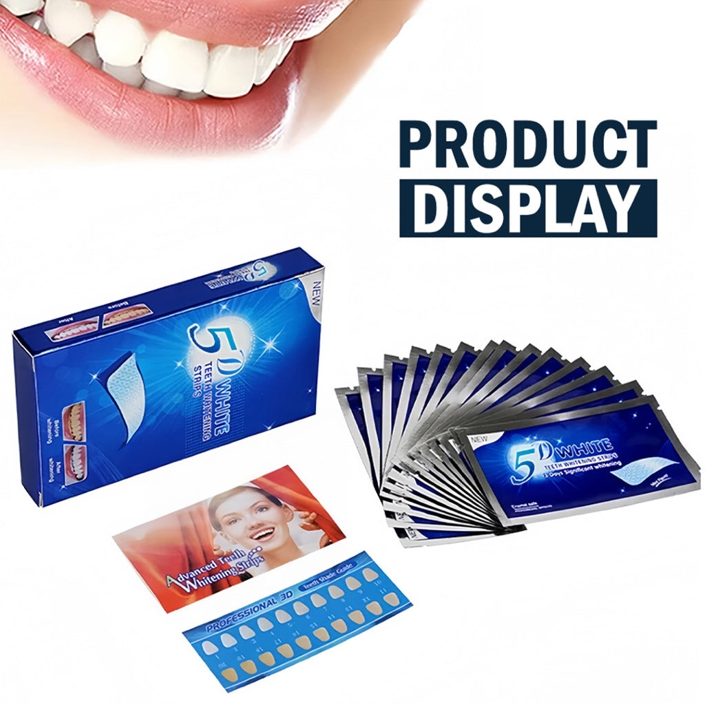 5D Teeth Whitening Strips | Professional Dental Care Whitening Kit for Home Use | Easy Peel