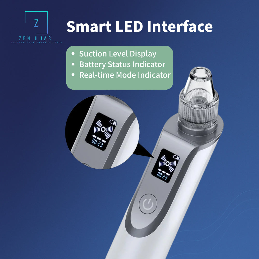 Blackhead Remover with Red & Blue LED | 5 Suction Heads | Adjustable Suction | USB Rechargeable