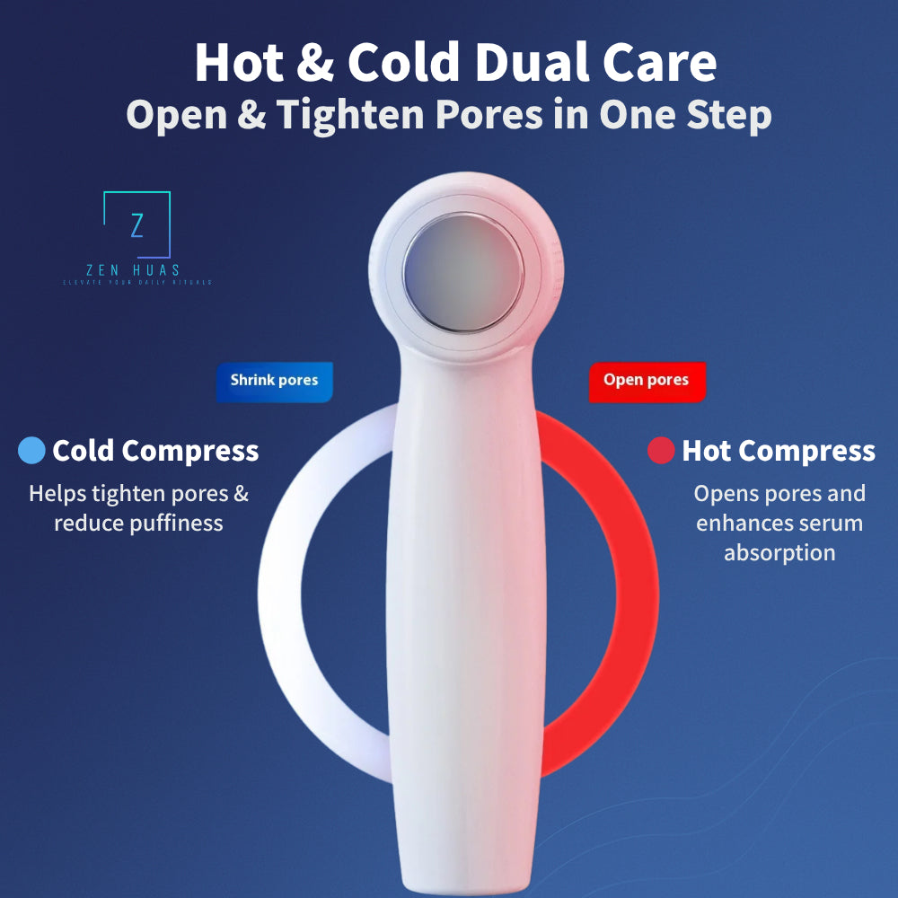 Ice-Heat 3-in-1 Facial Pore Cleaner & Skincare Device | Blackhead Remover Vacuum with Hot & Cold Compress, Vibration Mas