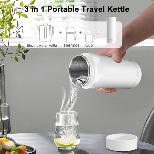 400ML Portable Electric Travel Kettle | Fast Heating | UK Plug | 304 Stainless Steel | Double Wall Insulation | Mini Boi