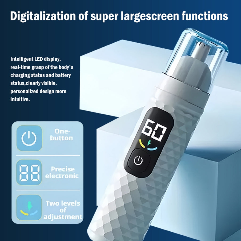 Electric Nose Hair Trimmer for Men & Women | Portable Rechargeable Grooming Tool with LED Display | 3D Arched Blade & Hi