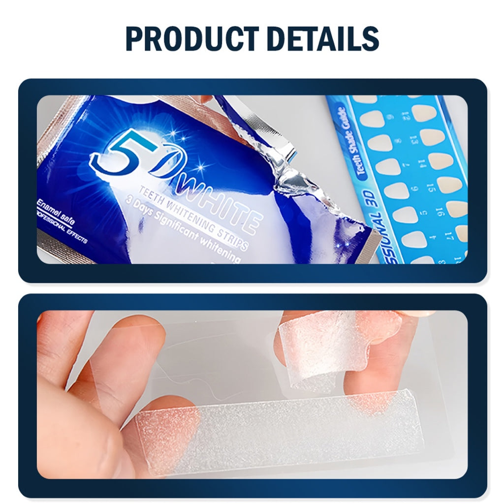 5D Teeth Whitening Strips | Professional Dental Care Whitening Kit for Home Use | Easy Peel