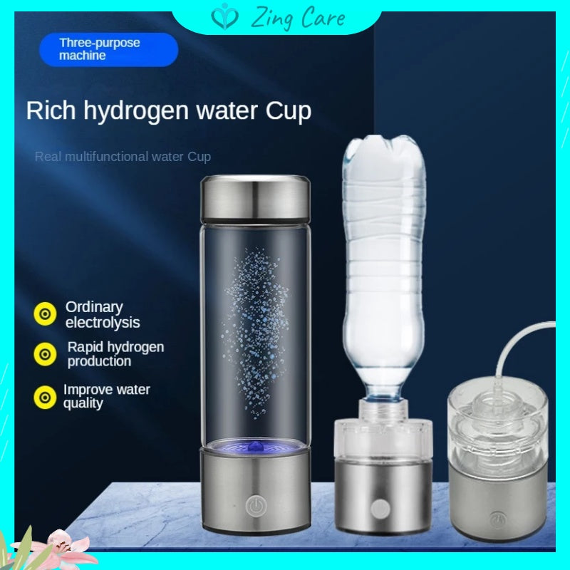 Portable Hydrogen Bottle Water 400ml Oxygen-rich water Small Component Alkaline  Health Electrolytic/Botol hidrogen/富氢水杯